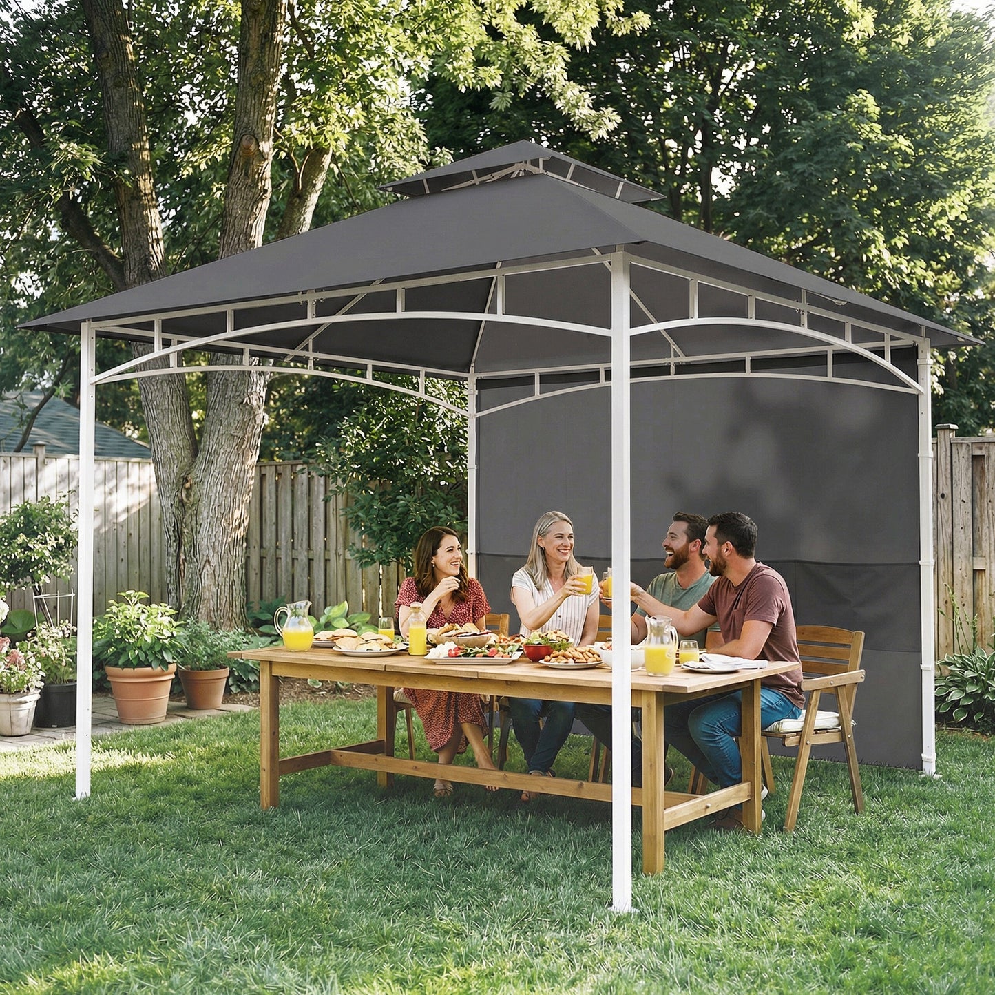 Gazébo patio double toit 3 x 3 m avec rangement