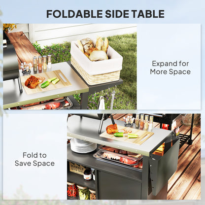 Chariot de Gril Extérieur Table Pliante Acier Inoxydable