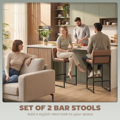 Chaises de bar rembourrées rétro, lot de 2