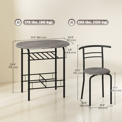 Ensemble table et chaises de cuisine 3 pièces