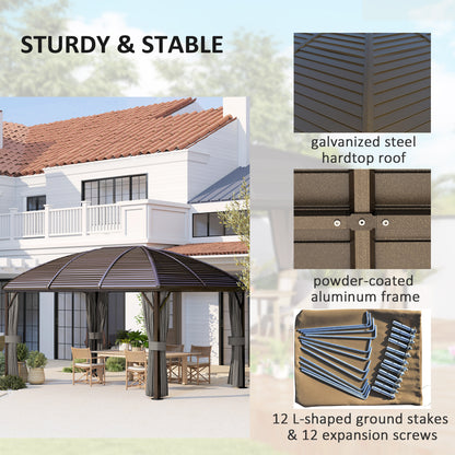 Gazebo hardtop aluminium avec moustiquaire et rideaux
