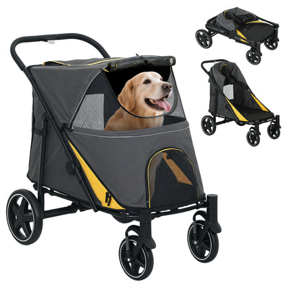 Poussette pliable pour animaux roues universelles amortisseurs