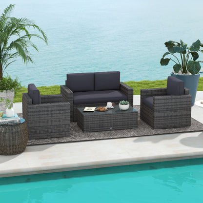 Ensemble de meubles de patio rotin 4 pièces avec coussins