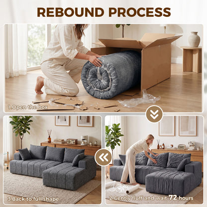 Sofa sectionnel modulaire en chenille avec méridienne — 3 places