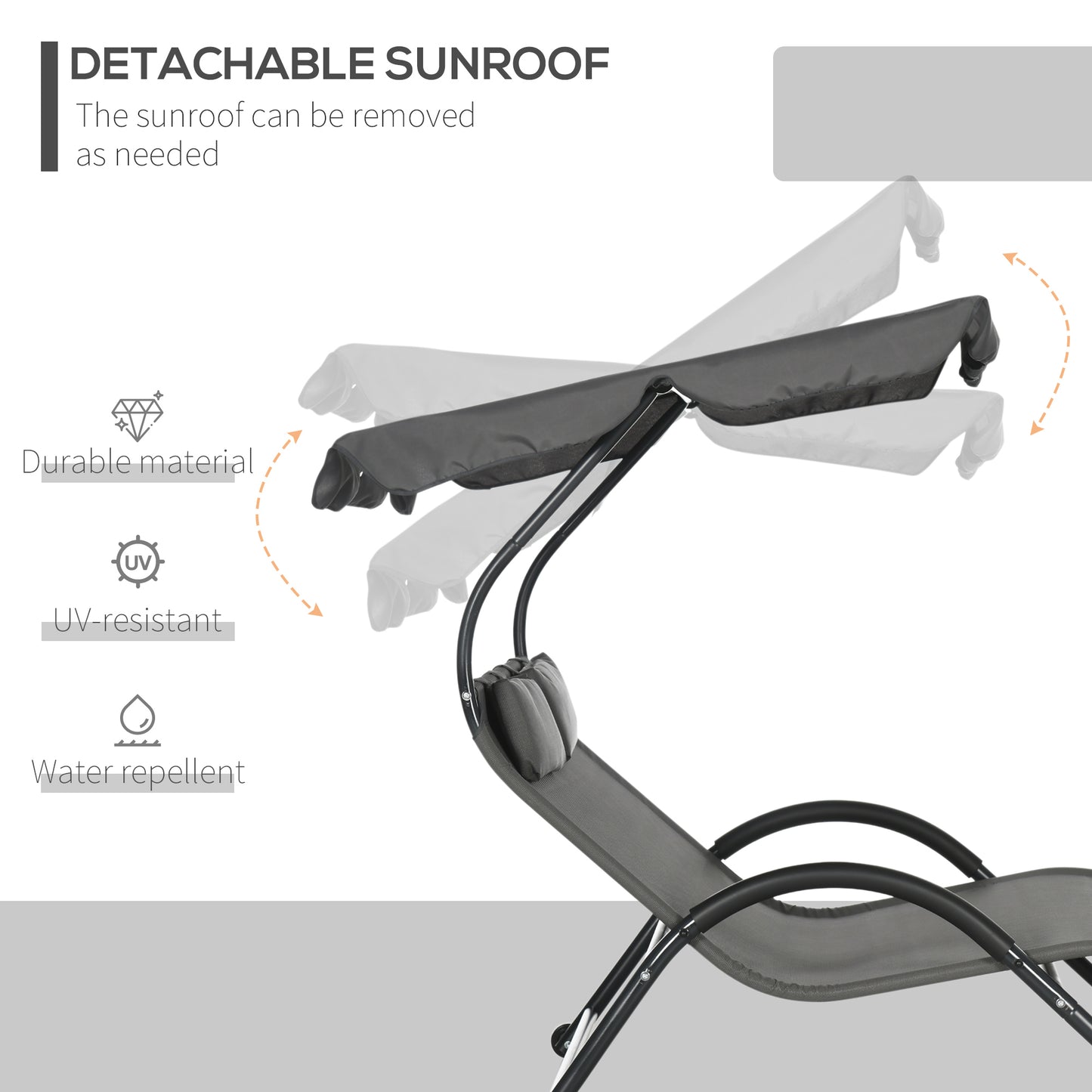 Chaise longue double avec parasol et roulettes