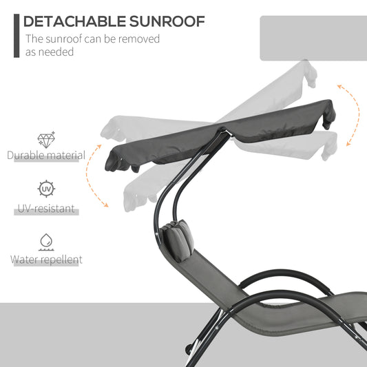 Chaise longue double avec parasol et roulettes