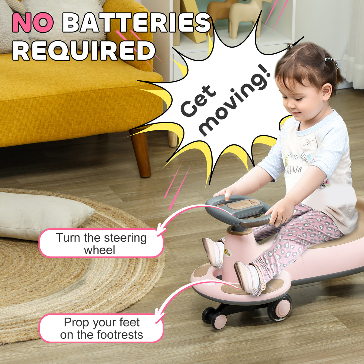 Voiture tortillante pour enfants avec lumières et musique