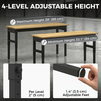 Établi réglable robuste 152 cm — capacité 907 kg