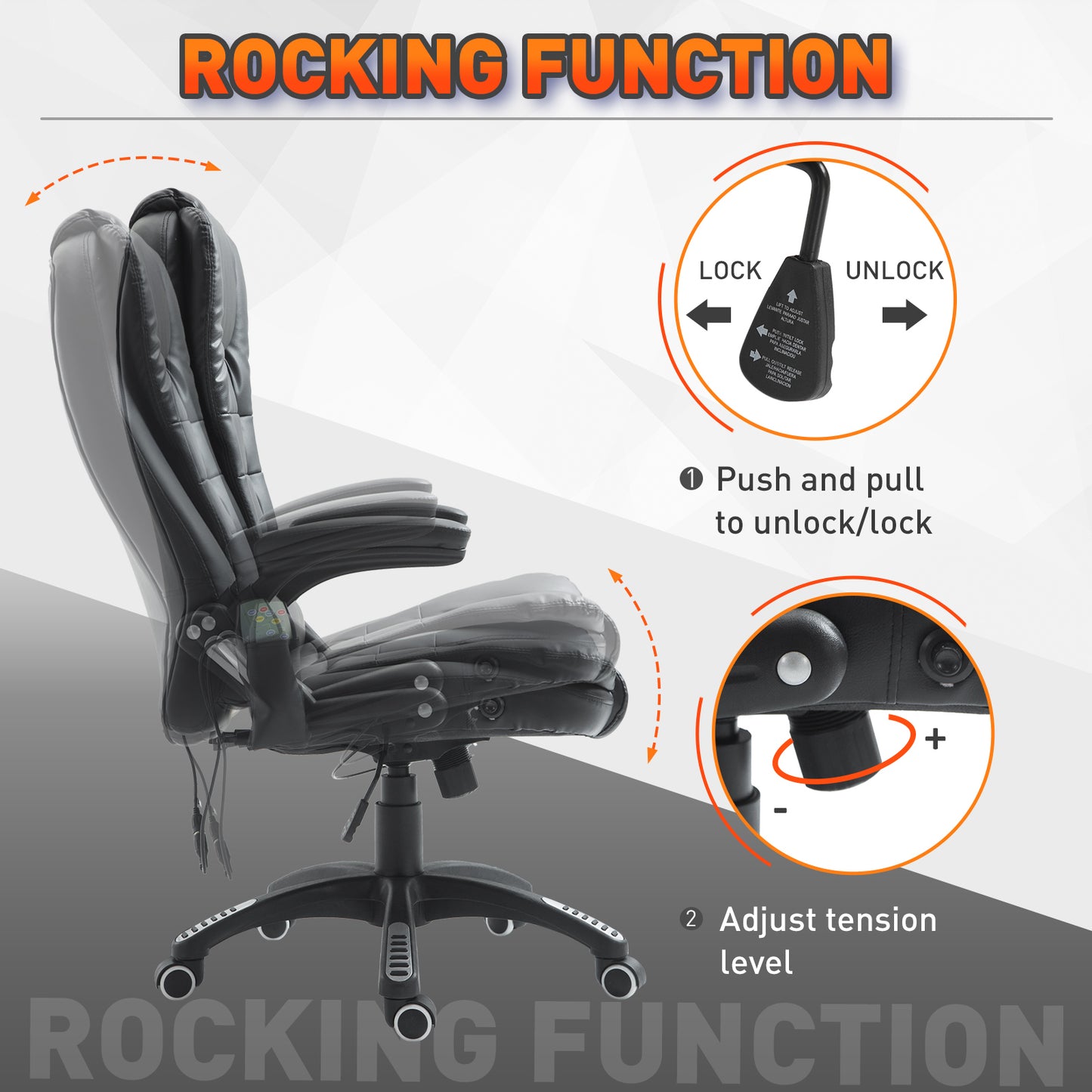 Chaise de bureau massante chauffante dossier haut inclinable