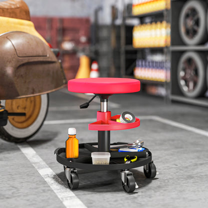 Tabouret de garage roulant à hauteur réglable avec plateaux