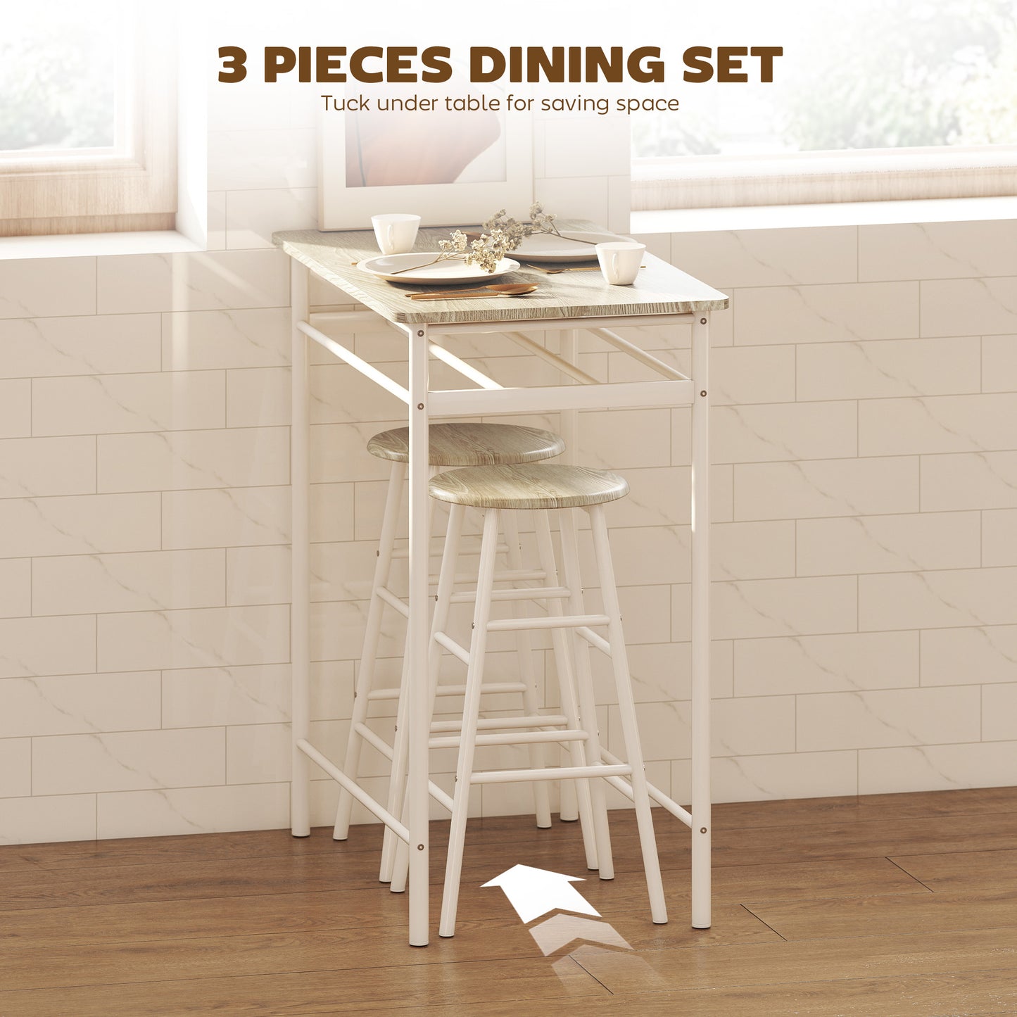 Ensemble comptoir 3 pièces avec table et tabourets