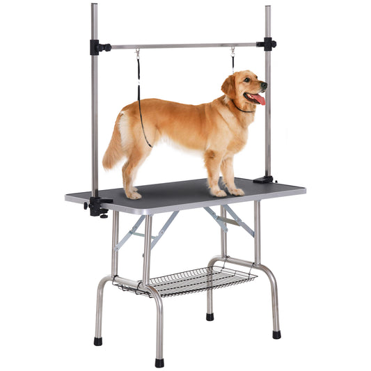 Table de Toilettage Ajustable Aosom avec 2 Sangles et Panier