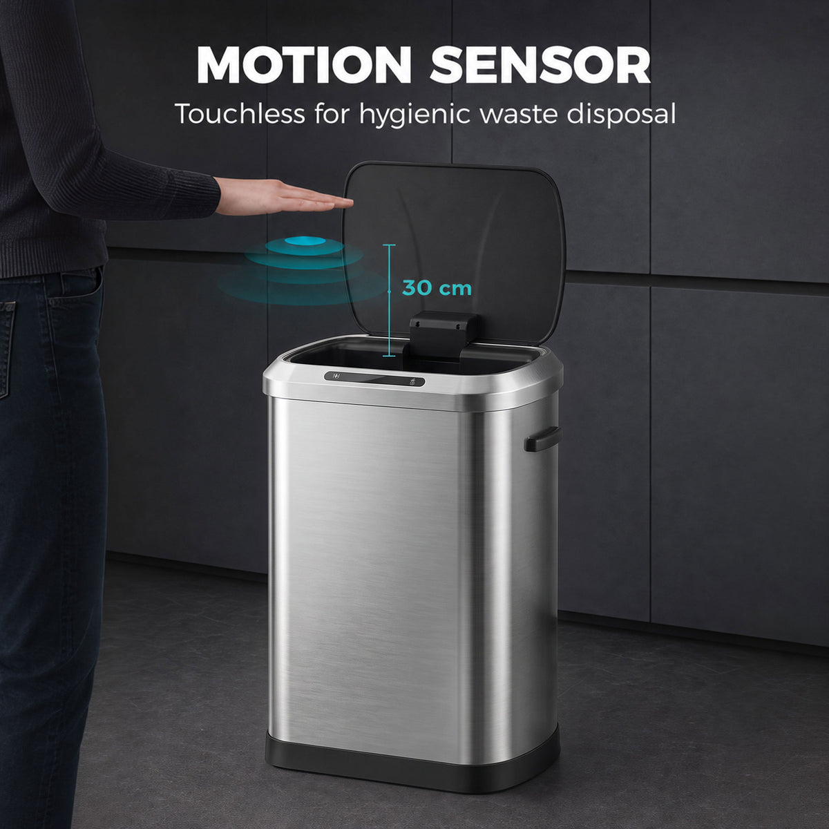 Poubelle automatique sans contact 50 L en acier inoxydable