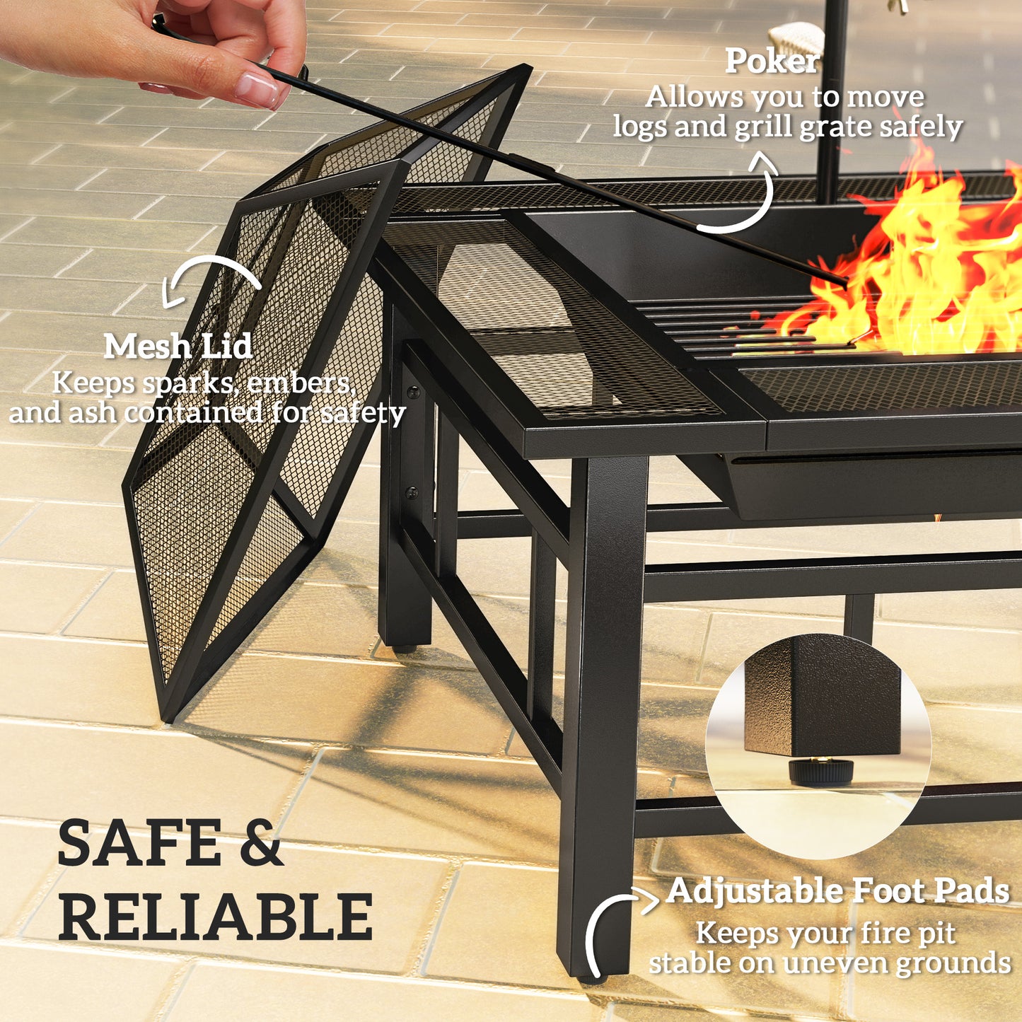 Foyer extérieur 2-en-1 avec grille BBQ 81cm