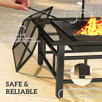 Foyer extérieur 2-en-1 avec grille BBQ 81cm