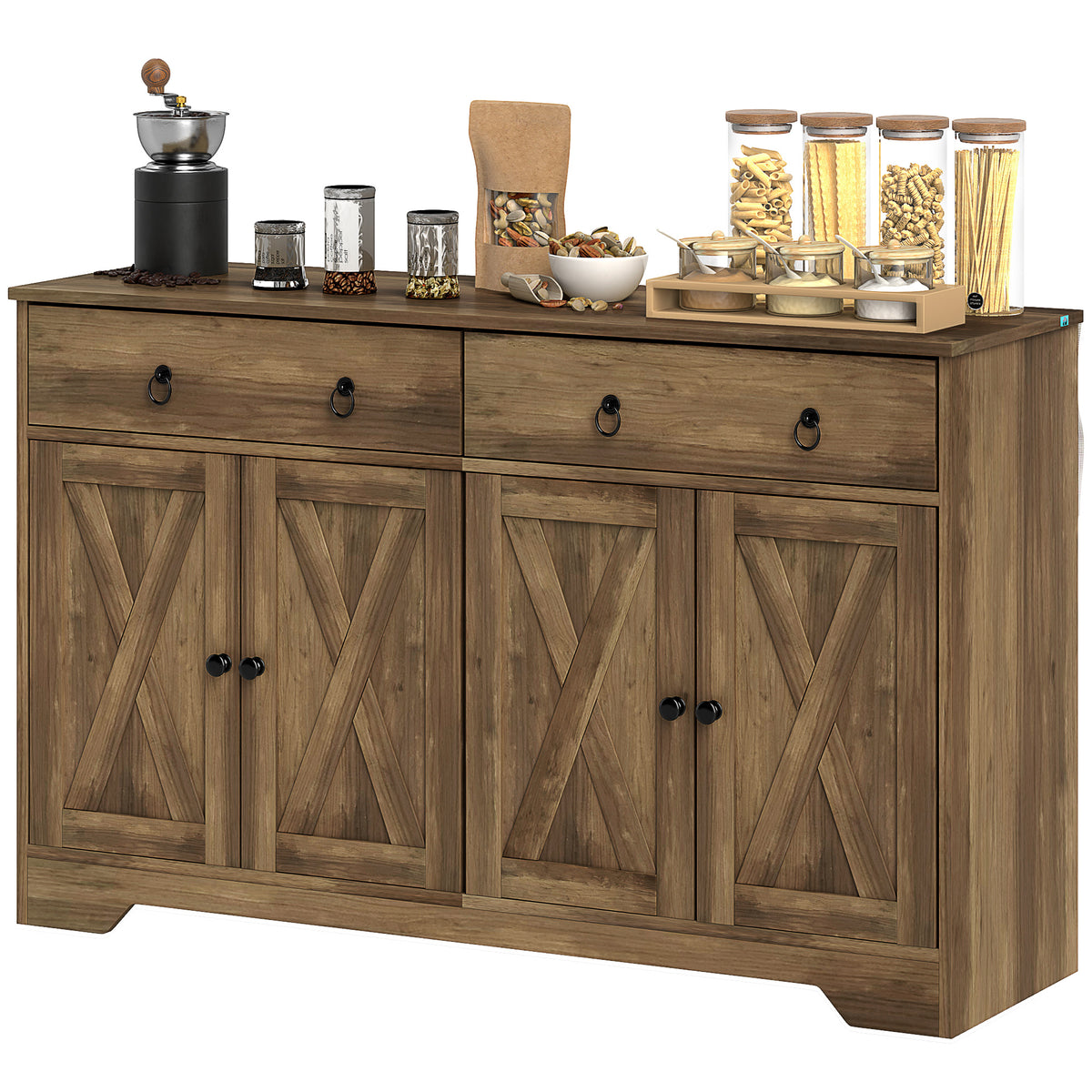 Buffet de cuisine 4 portes barn 2 tiroirs bois
