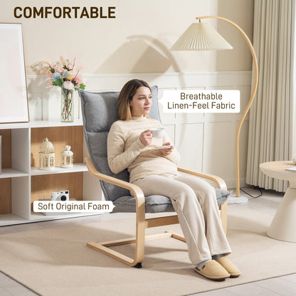 Fauteuil d'accent moderne avec accoudoirs en bois et mouvement berçant