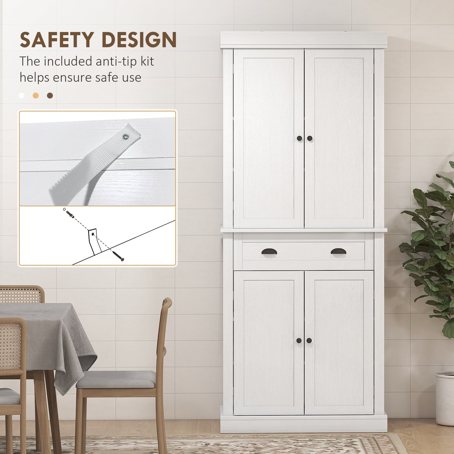Armoire-garde-manger haute 4 portes avec tiroir