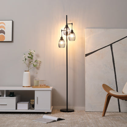 Lampadaire industriel 3 abat-jour suspendus, gradable