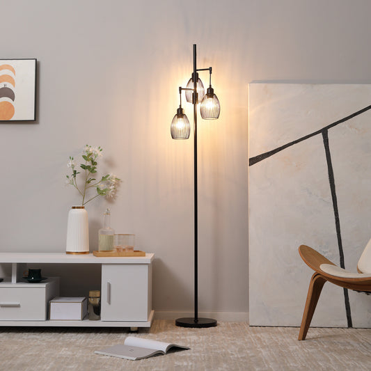 Lampadaire industriel 3 abat-jour suspendus, gradable