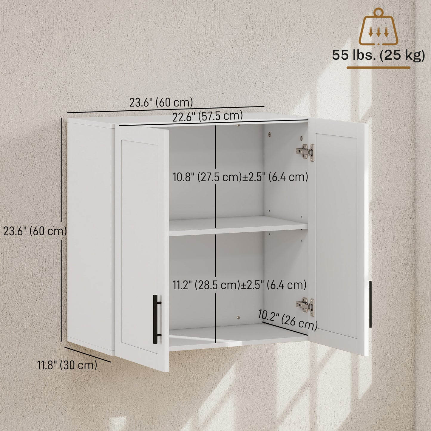 Armoire murale salle de bain 2 portes — blanc