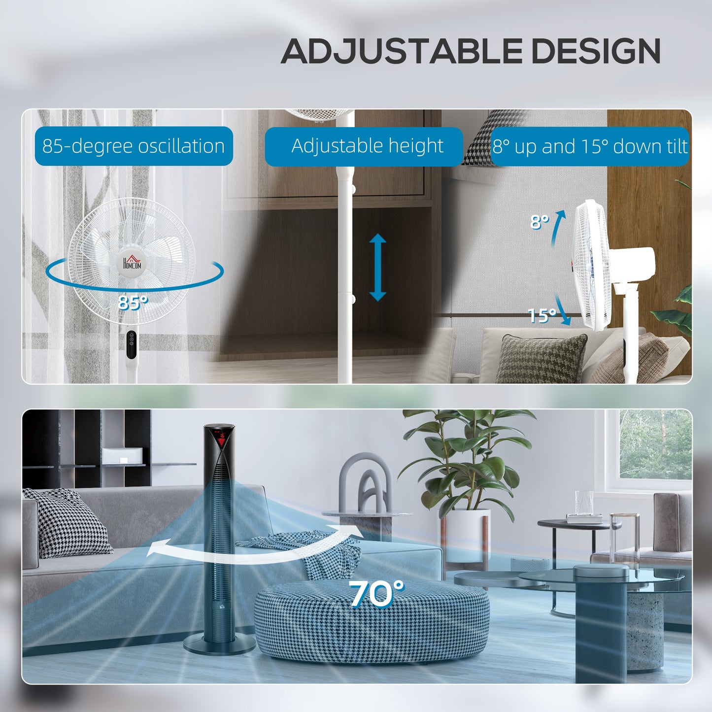 Ensemble ventilateurs tour et sur pied avec télécommande