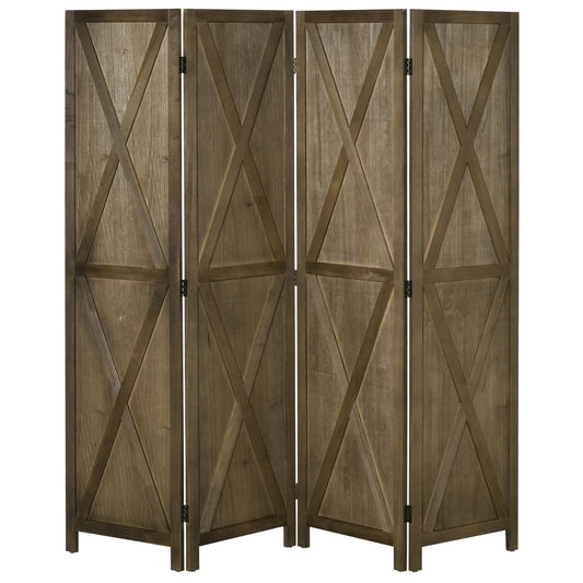 Cloison 4 Panneaux Style Farmhouse Pliable Cadre Bois 170cm Aosom