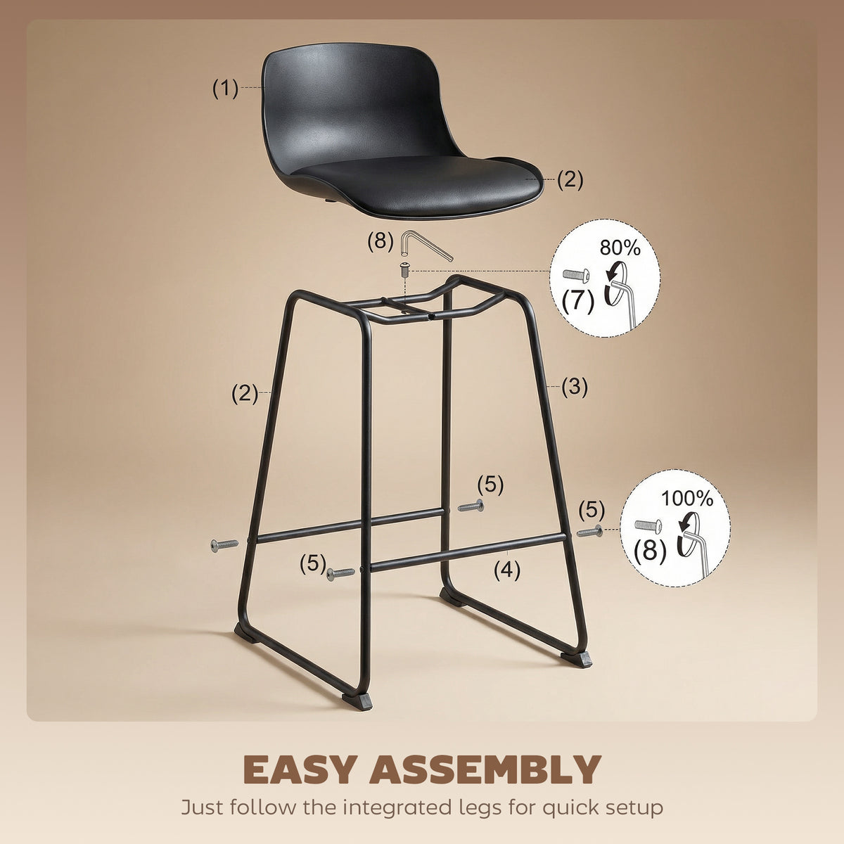 Ensemble de 2 tabourets de comptoir — noir