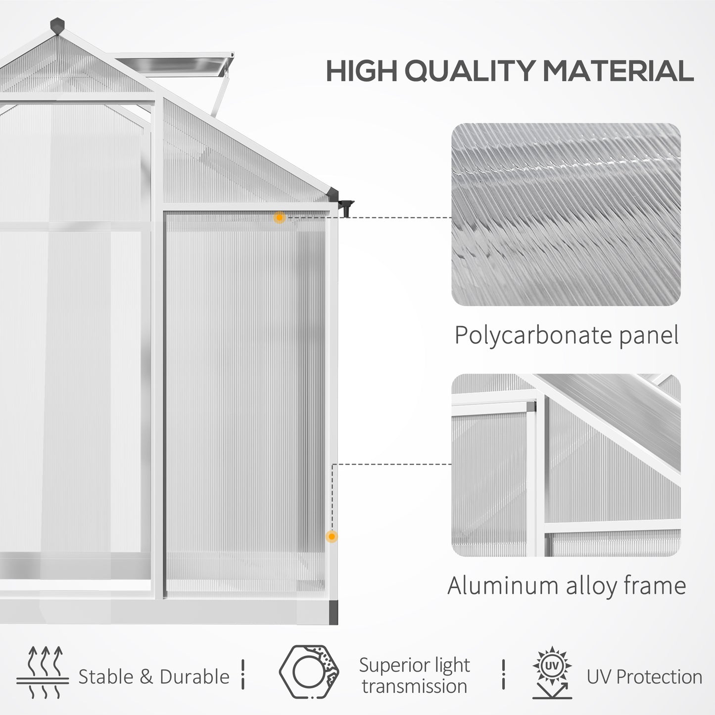 Outsunny Greenhouse 183x189x195cm Polycarbonate Aluminum with Ventilation