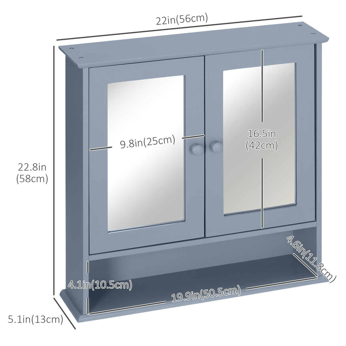 Armoire miroir murale salle bain portes doubles