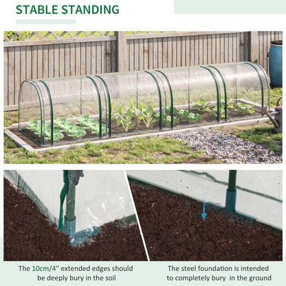  4m x 1m x 0.8m Portable Tunnel Greenhouse with 4 Zipper Doors
