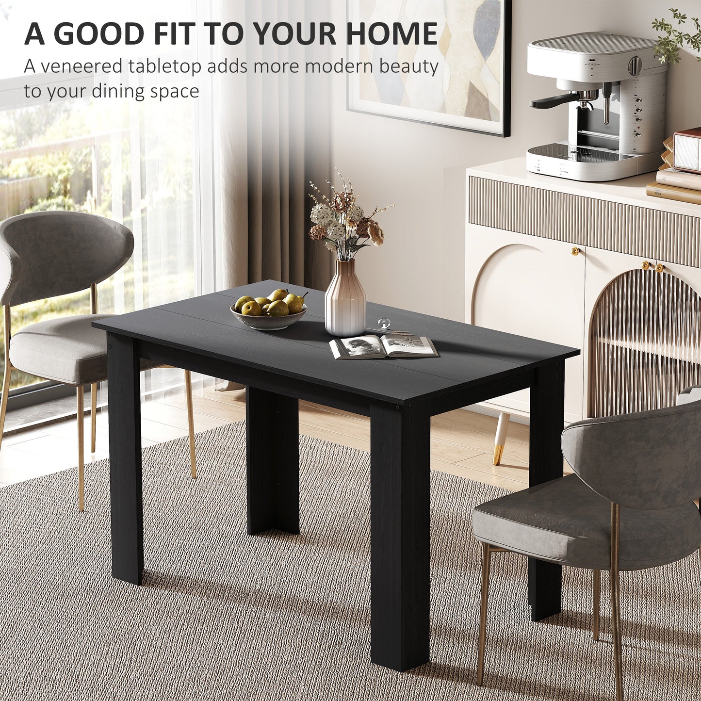 Table à manger 119 cm bois ingénierie 4-6 personnes