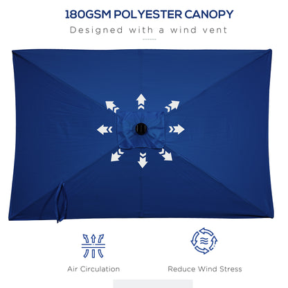 Parasol rectangulaire 6' x 10' avec éclairage LED solaire