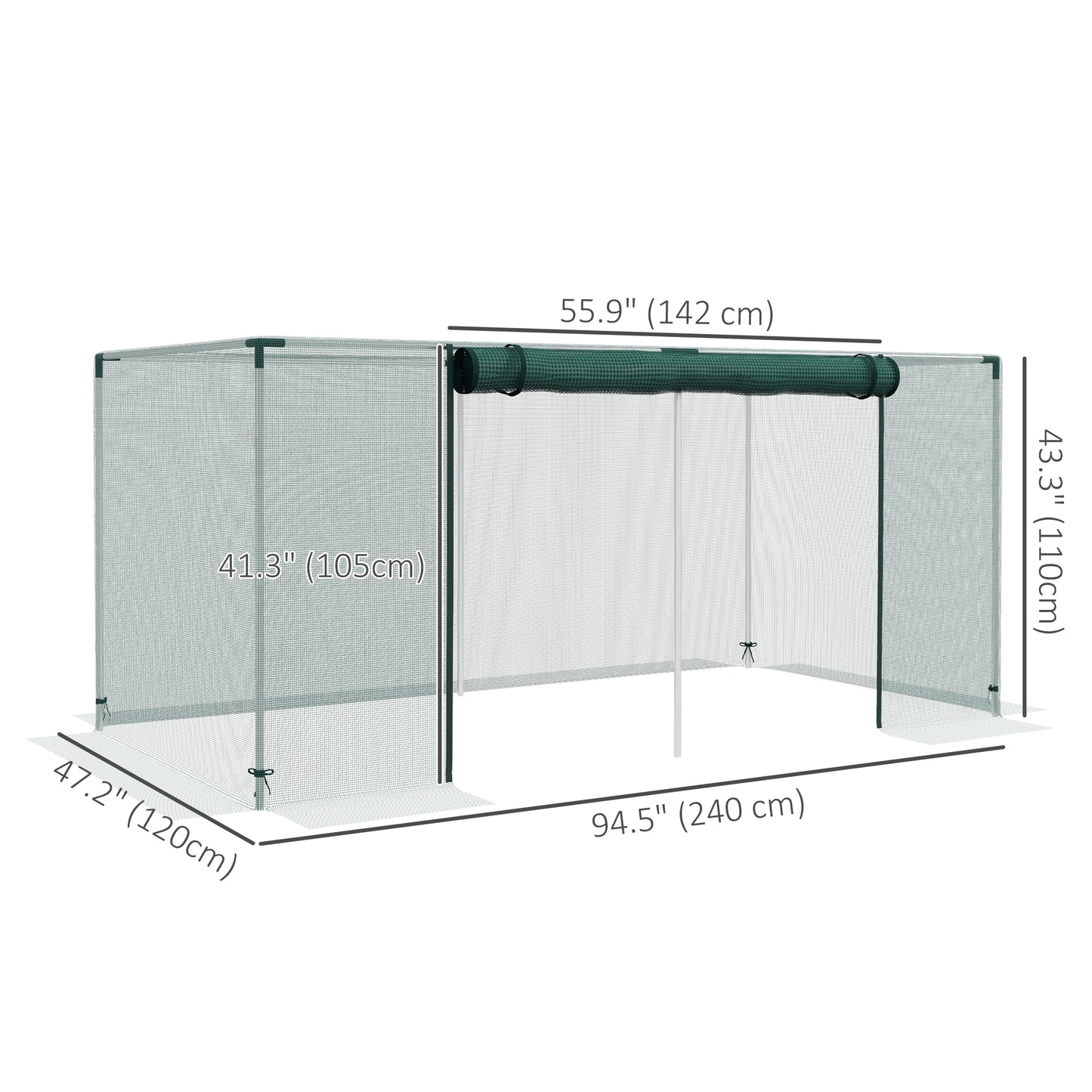 Cage protection cultures acier galvanisé porte zip 8x4 pieds