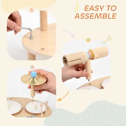 Station musicale 4-en-1 pour tout-petits en bois