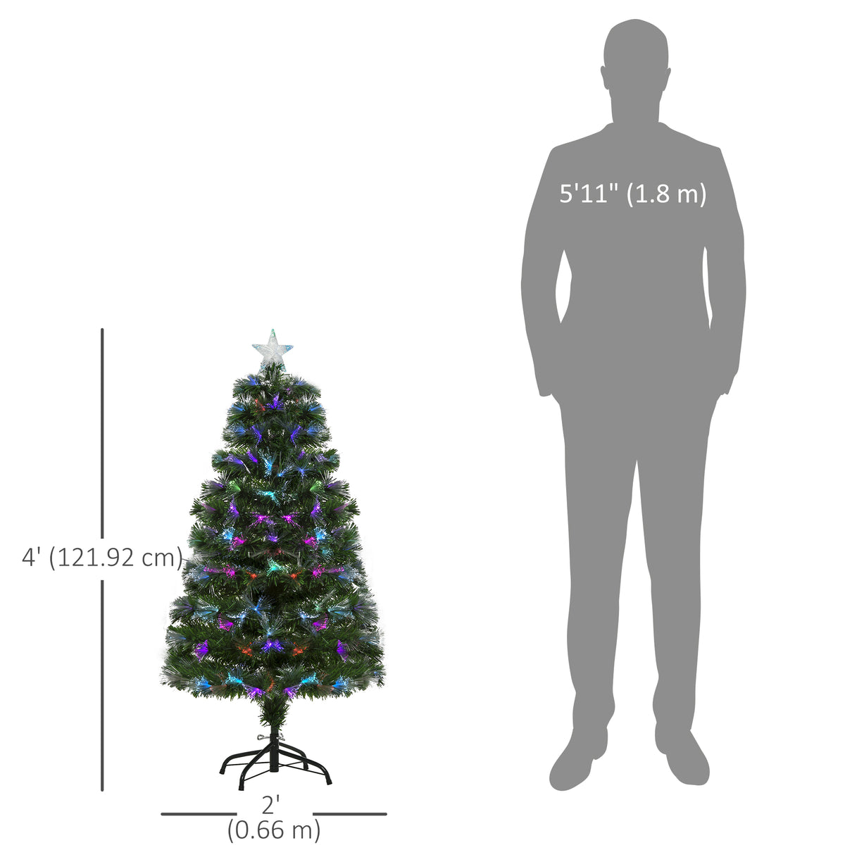 Arbre de Noël artificiel à fibre optique prééclairé