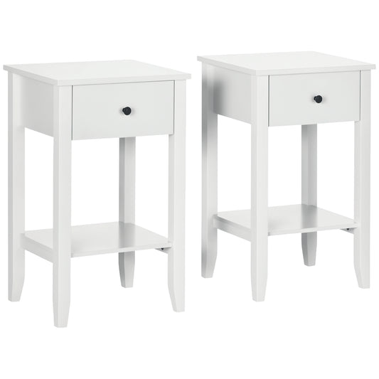 Tables de chevet 2 tiroirs et tablette inférieure — ensemble de 2