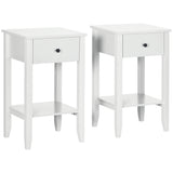 Tables de chevet 2 tiroirs et tablette inférieure — ensemble de 2