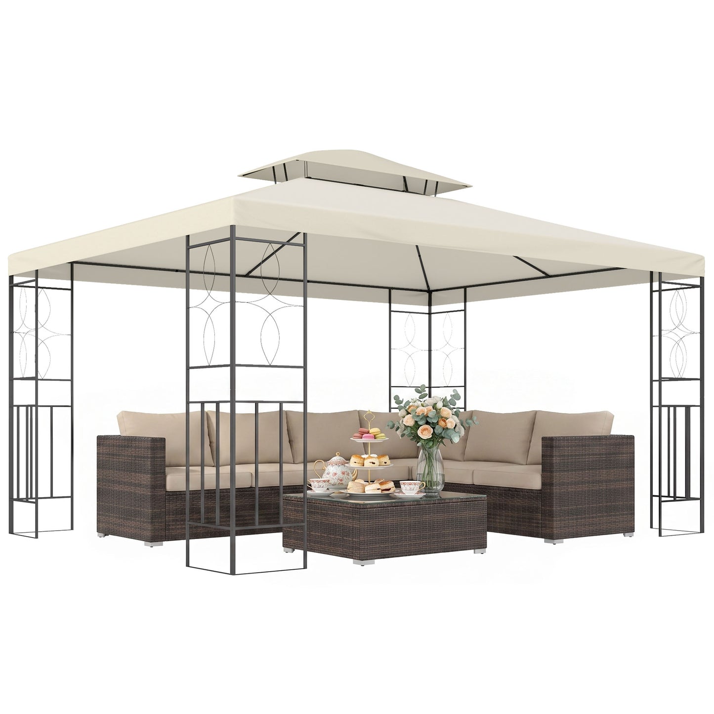 Gazebo acier double toit ventilé 10x13pi
