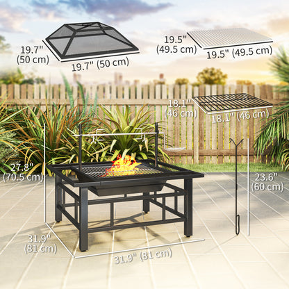 Foyer extérieur 2-en-1 avec grille BBQ 81cm