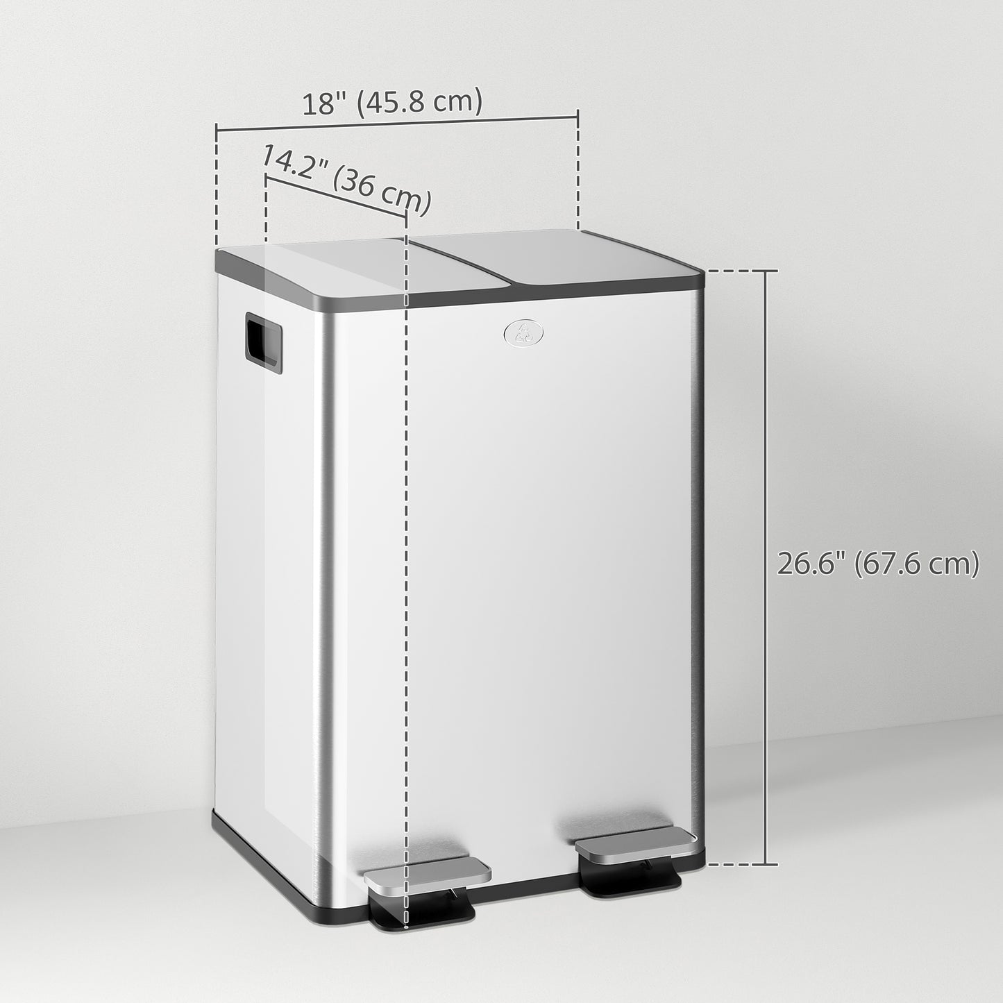 Poubelle double à pédale 2 x 28 litres