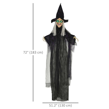 Sorcière grandeur nature 183 cm yeux lumineux — Noire