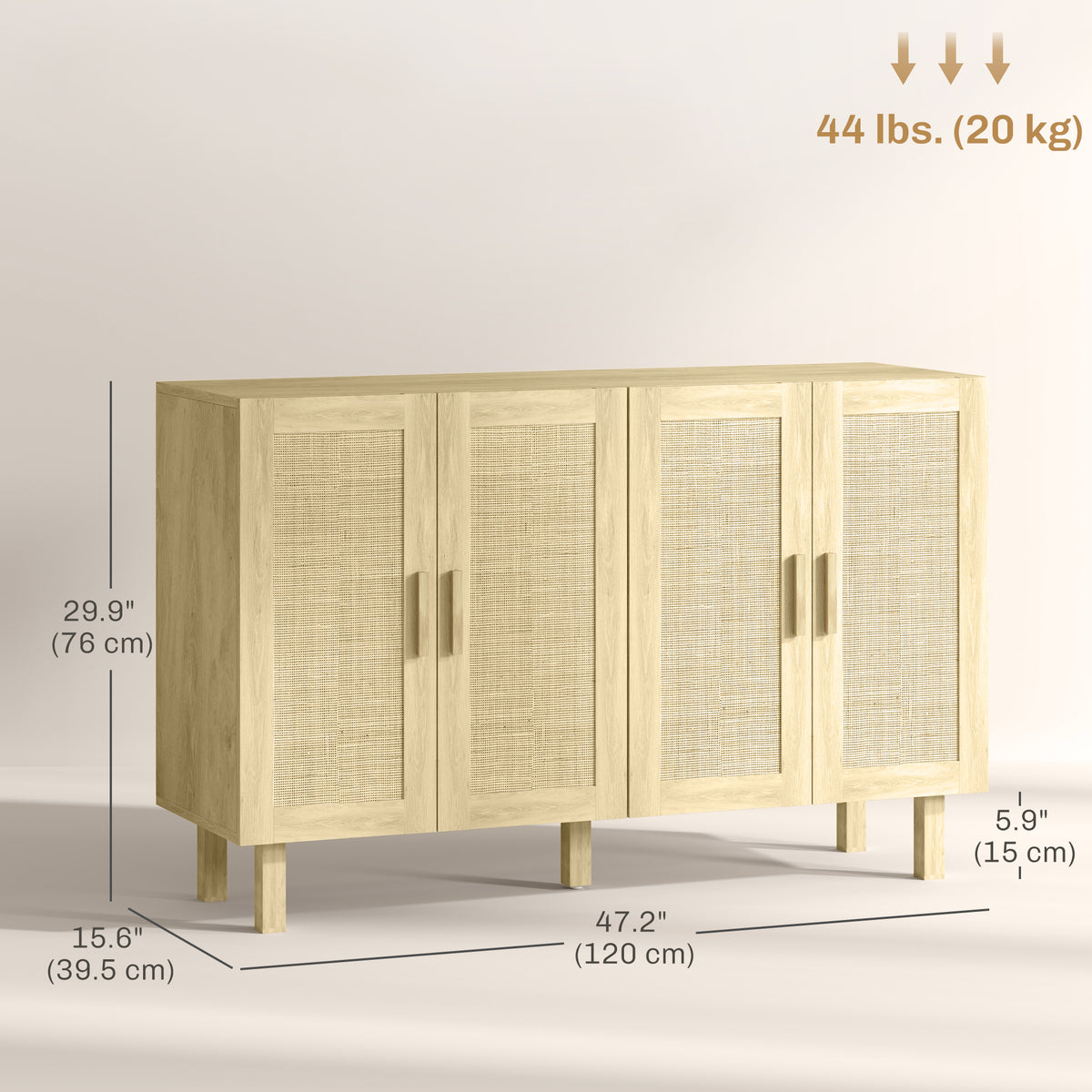 Buffet style boho en bois d'ingénierie