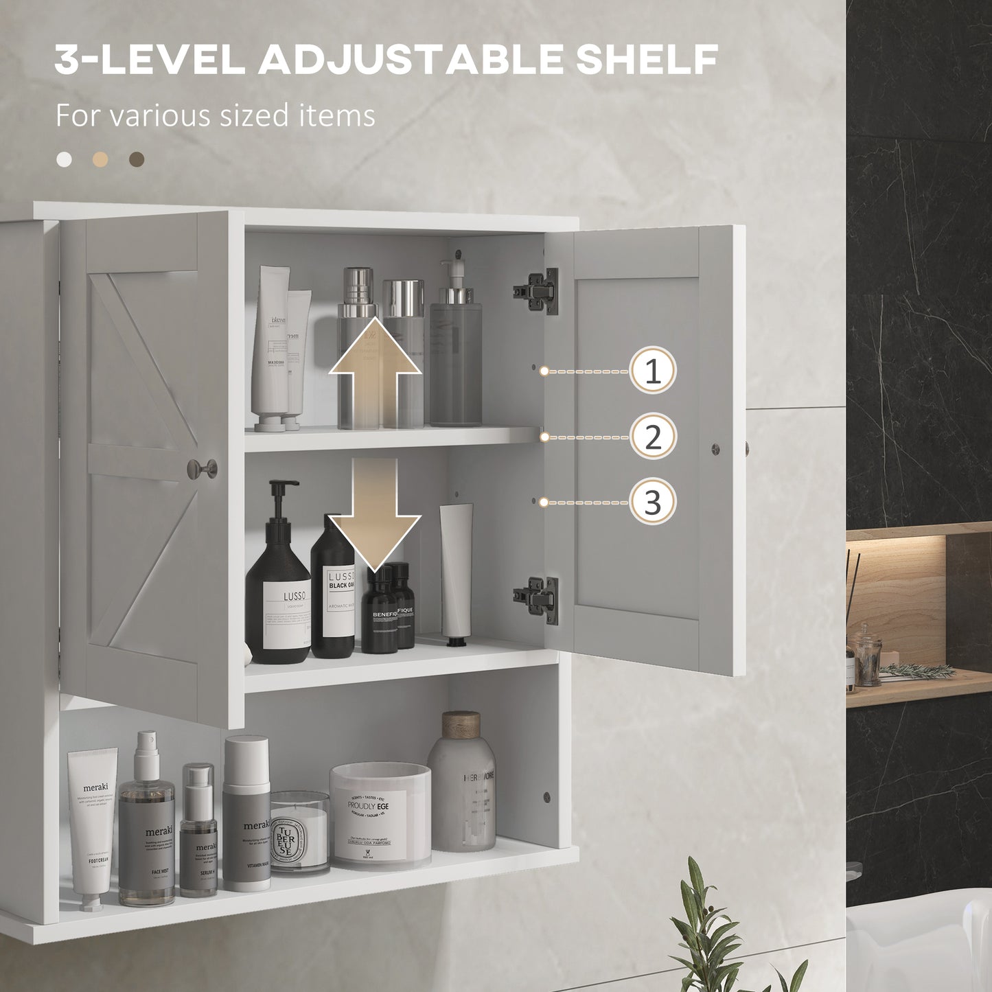 Armoire murale salle de bain avec portes de grange