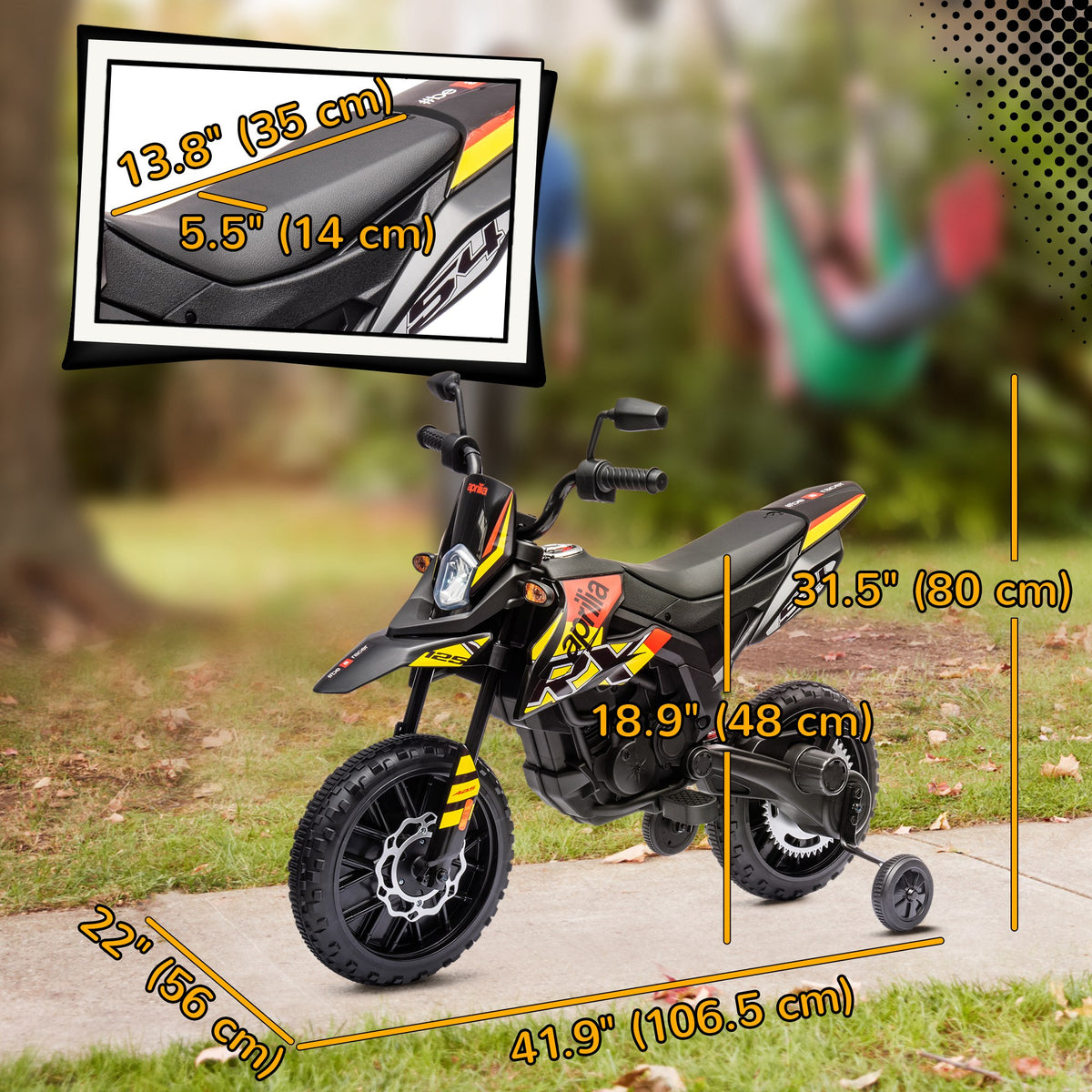 Moto électrique pour enfants 12V avec roulettes