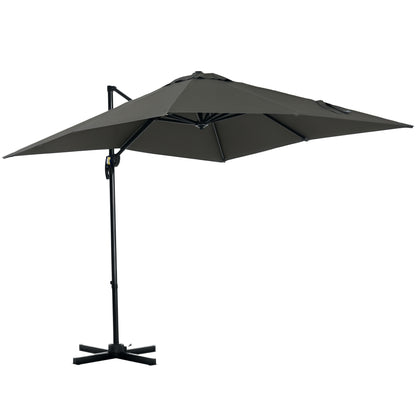 Parasol déporté carré 245 cm rotation 360°
