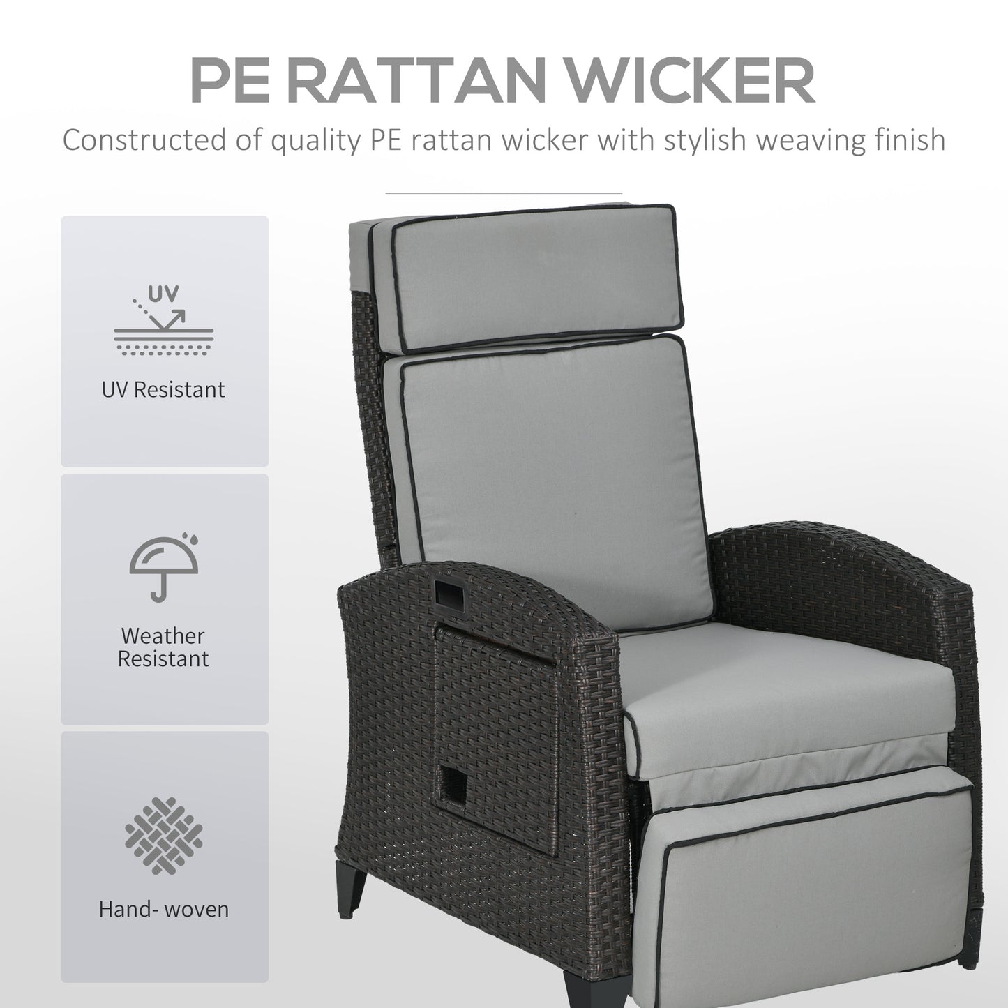 Chaise longue inclinable rotin avec dossier ajustable