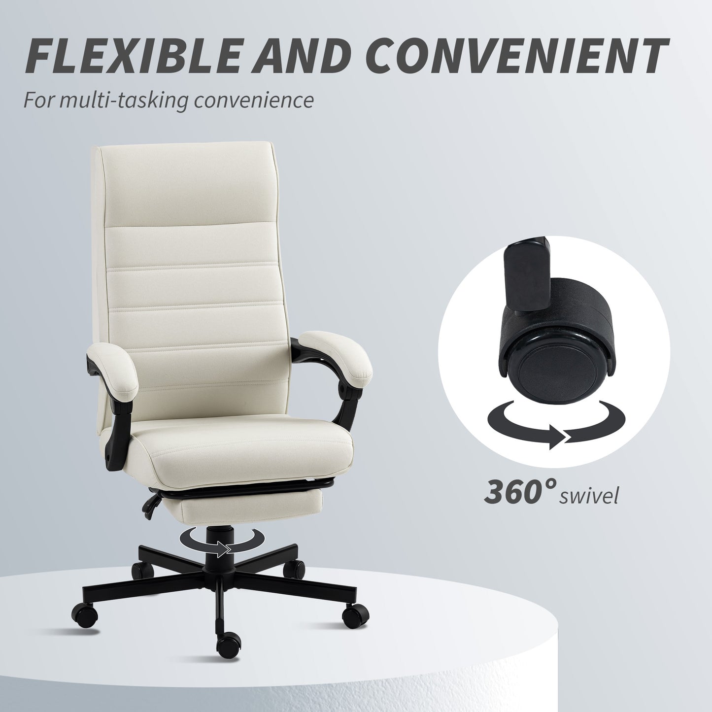 Chaise de bureau dossier haut inclinable avec repose-pieds