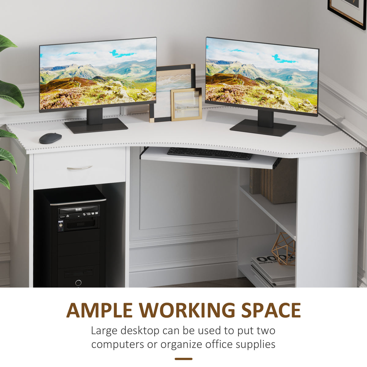 Bureau en L avec tiroir et tablette pour clavier