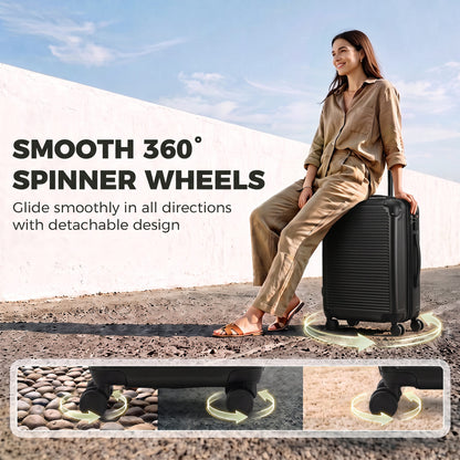 Valise rigide extensible 50 cm — noir